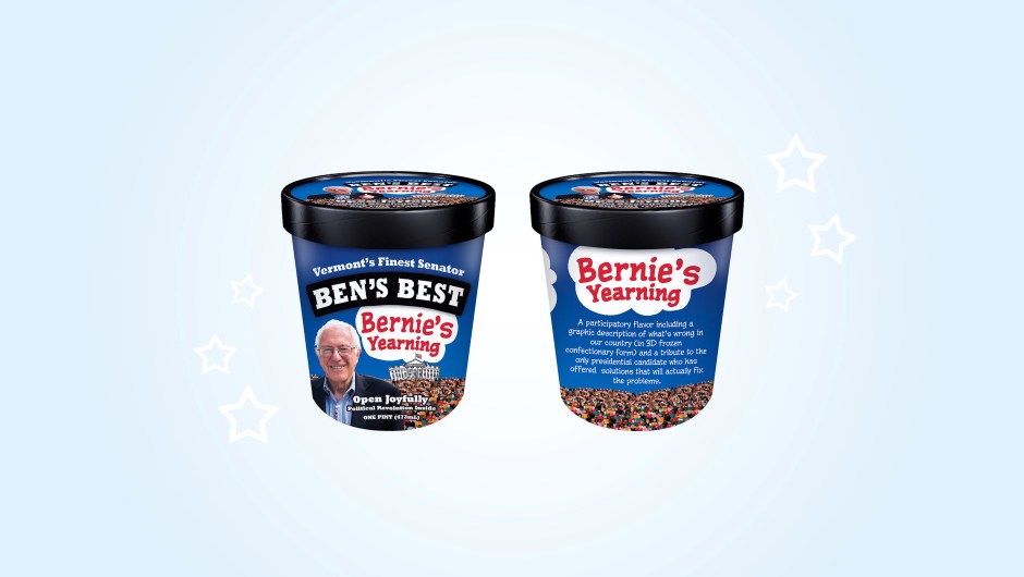 Las aspiraciones presidenciales de Bernie Sanders hechas helado.