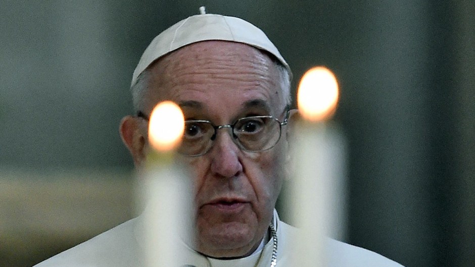 Pope Francis speaks during a meeting with Mexican bishops gathered in the Cathedral in Mexico City, on February 13, 2016. Pope Francis urged Mexican bishops to take on drug trafficking with "prophetic courage," warning that it represents a moral challenge to society and the church. AFP PHOTO / GABRIEL BOUYS / AFP / GABRIEL BOUYS (Photo credit should read GABRIEL BOUYS/AFP/Getty Images)