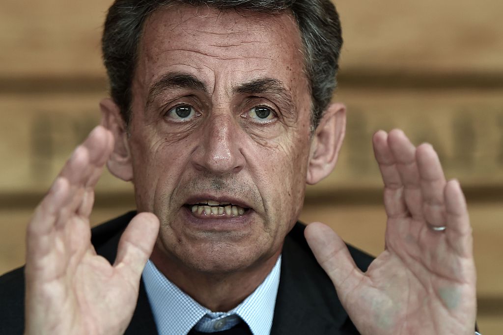 Former French president and head of the right-wing opposition party "Les Republicains" (The Republicans) Nicolas Sarkozy gestures while speaking during a meeting with farmers on July 9, 2016 in Kriegsheim, eastern France. / AFP / FREDERICK FLORIN (Photo credit should read FREDERICK FLORIN/AFP/Getty Images)