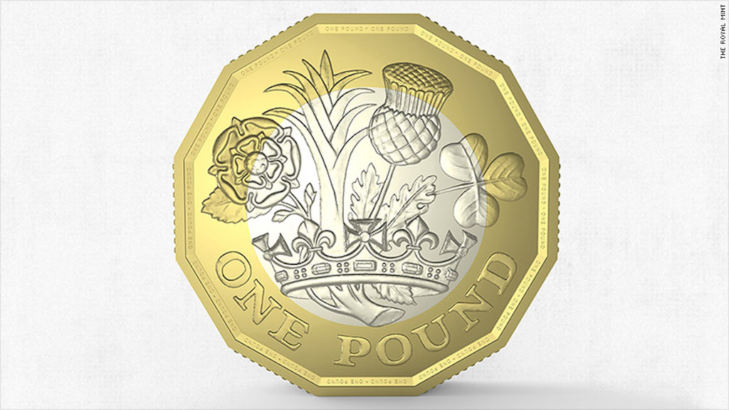 Este lado de la nueva moneda de 1 libra fue diseñada por el adolescente británico David Pearce. (Crédito: The Royal Mint)