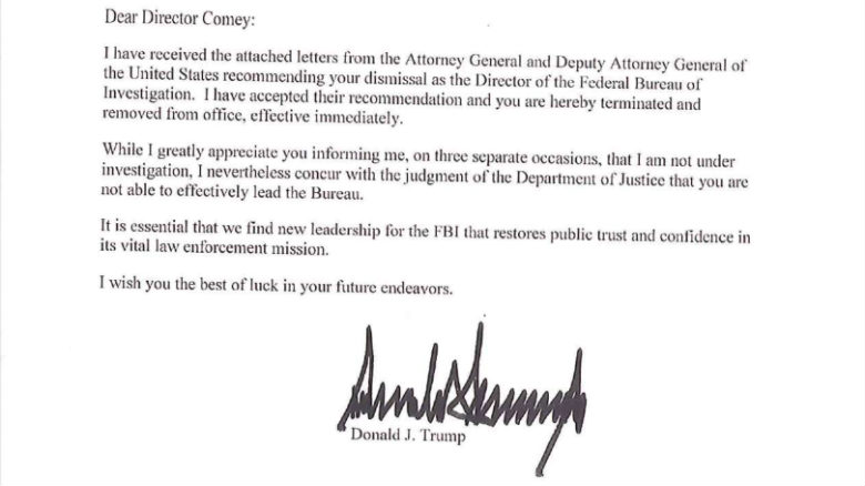 Esta Es La Carta De Despido Que Trump Le Escribió Al Director Del Fbi