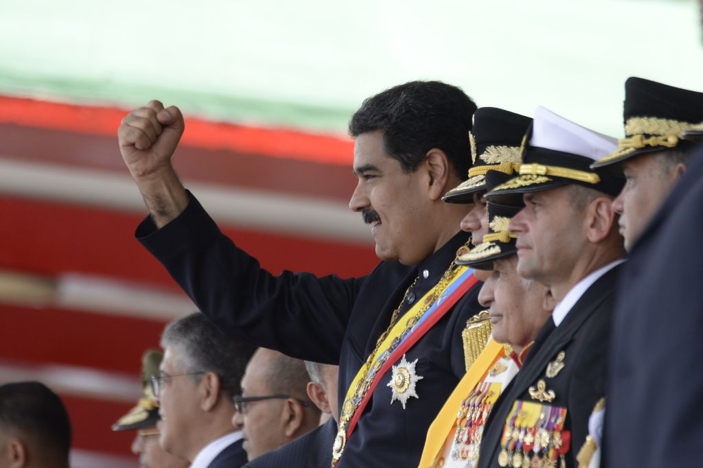 Venezuelan President Nicolas Maduro heads the country's Independence Day celebrations in Caracas on July 5, 2017. Dozens of pro-government activists stormed into the seat of Venezuela's National Assembly Wednesday as the opposition-controlled legislature was holding a special session to mark the independence day. / AFP PHOTO / FEDERICO PARRA (Photo credit should read FEDERICO PARRA/AFP/Getty Images)