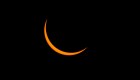 A thin crescent sun is viewed just before totality during a solar eclipse seen from the Lowell Observatory Solar Eclipse Experience on August 21, 2017 in Madras, Oregon. Emotional sky-gazers on the US West Coast cheered and applauded Monday as the Sun briefly vanished behind the Moon -- a rare total solar eclipse that will stretch across North America for the first time in nearly a century. / AFP PHOTO / STAN HONDA (Photo credit should read STAN HONDA/AFP/Getty Images)