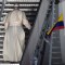 Pope Francis walks up the stairs while embarking at the Rafael Nunez airport in Cartagena on September 10, 2017. Pope Francis prayed Sunday for a peaceful end to Venezuela's "grave crisis" which has left scores dead, as he wrapped up a tour to support peace in neighboring Colombia. / AFP PHOTO / Luis Acosta (Photo credit should read LUIS ACOSTA/AFP/Getty Images)