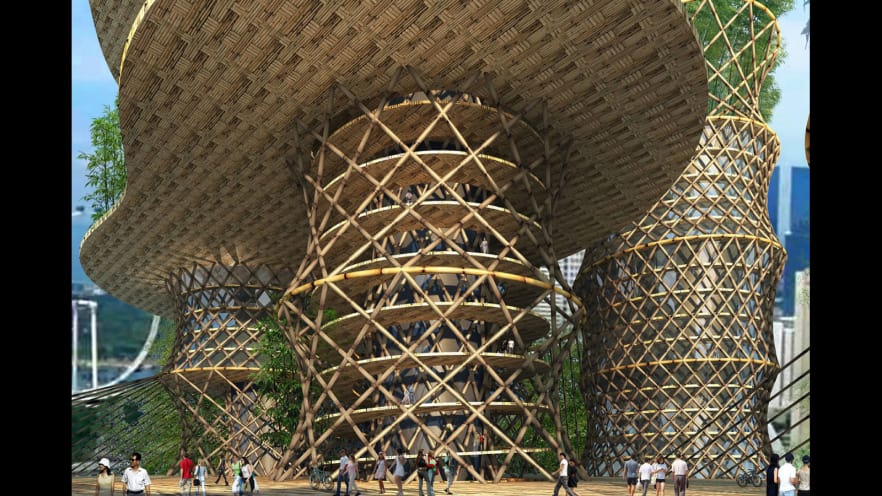 El bambú fue reconocido recientemente por Naciones Unidas como un material de construcción verde que puede ayudar a combatir el cambio climático. Foto: CRG Architects.