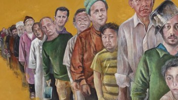 Este artista retrata a líderes del mundo como refugiados