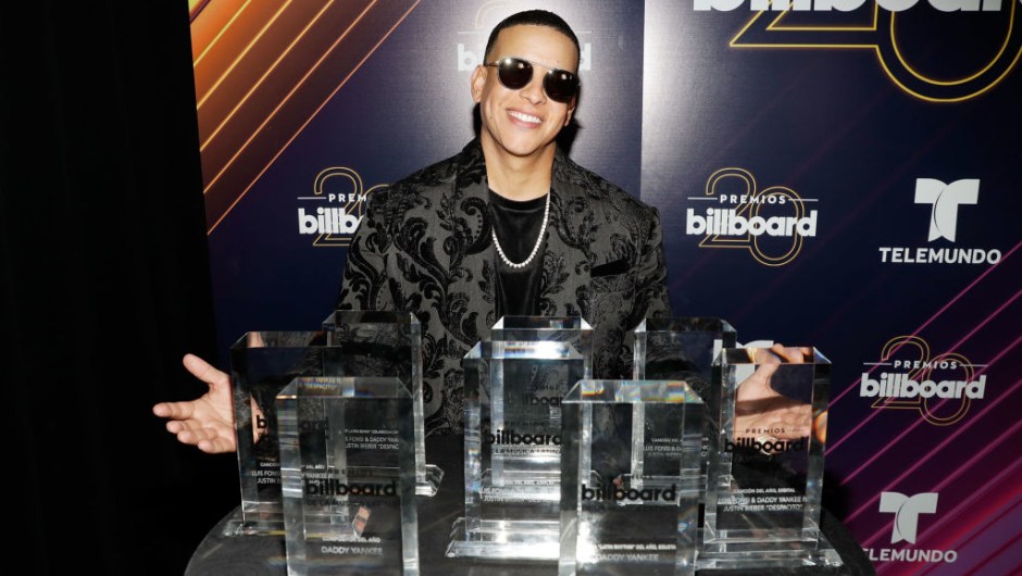 LAS VEGAS, NV - APRIL 26: Daddy Yankee poses with his awards backstage at the 2018 Billboard Latin Music Awards at the Mandalay Bay Events Center on April 26, 2018 in Las Vegas, Nevada. (Photo by Isaac Brekken/Getty Images)