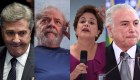 De izquierda a derecha: Fernando Affonso Collor de Mello, Luiz Inácio Lula da Silva, Dilma Rousseff y Michel Temer.