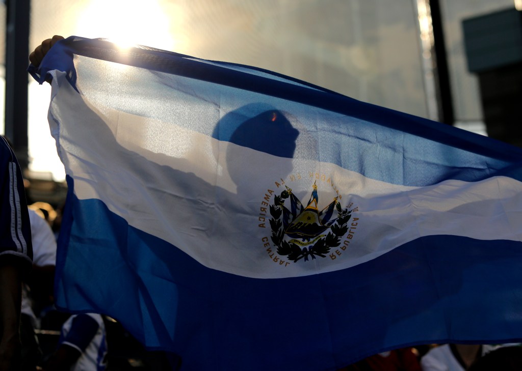 KANSAS CITY, KS - MARCH 31: An El Salvador fan waves a flag during a game against Honduras in the first half of the 2012 CONCACAF Men's Olympic Qualifying Semifinals at Livestrong Sporting Park on March 31, 2012 in Kansas City, Kansas. (Photo by Ed Zurga/Getty Images)