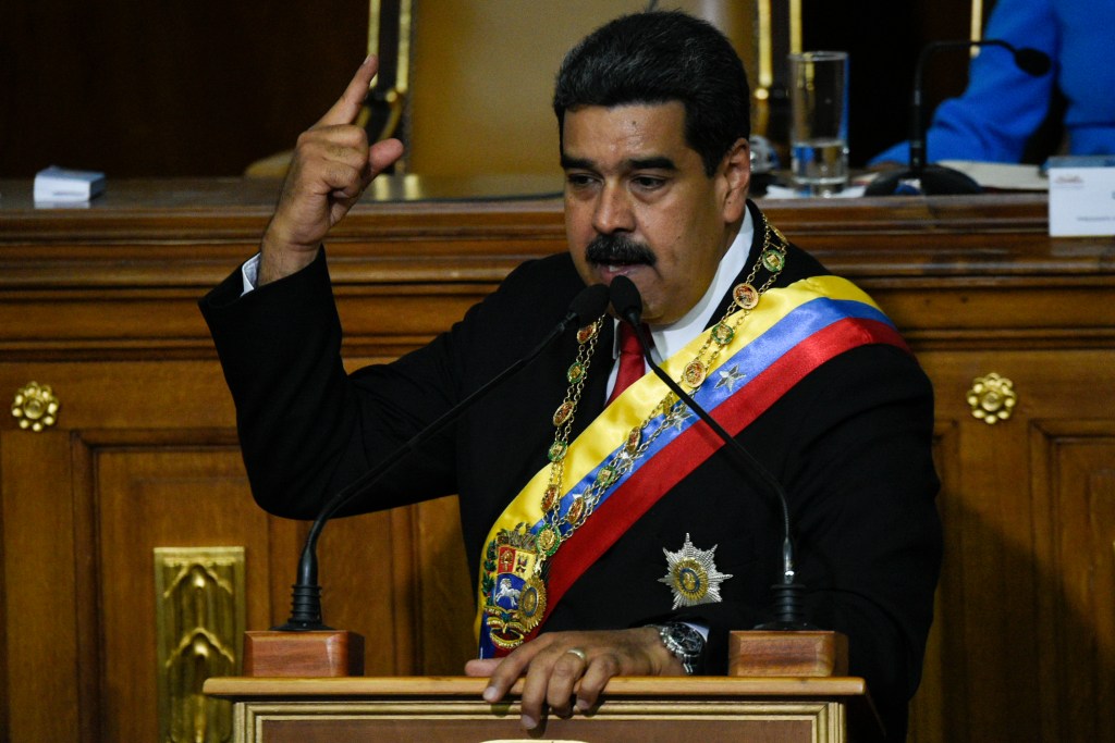 Nicolás Maduro, presidente de Venezuela, durante un discurso en el Congreso el 24 de mayo. (Crédito: FEDERICO PARRA/AFP/Getty Images)