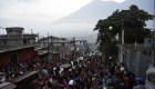 Residents carry the coffins of seven people who died following the eruption of the Fuego volcano, along the streets of Alotenango municipality, Sacatepequez, about 65 km southwest of Guatemala City, on June 4, 2018. - Rescue workers Monday pulled more bodies from under the dust and rubble left by an explosive eruption of Guatemala's Fuego volcano, bringing the death toll to at least 62. (Photo by JOHAN ORDONEZ / AFP) (Photo credit should read JOHAN ORDONEZ/AFP/Getty Images)