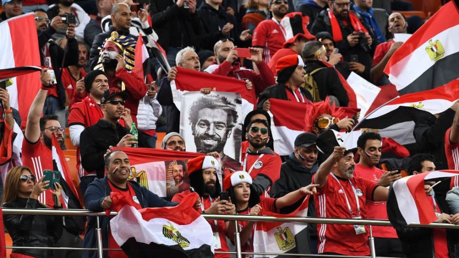Egypt fans are seen ahead of kick off of the Russia 2018 World Cup Group A football match between Egypt and Uruguay at the Ekaterinburg Arena in Ekaterinburg on June 15, 2018. (Photo by Anne-Christine POUJOULAT / AFP) / RESTRICTED TO EDITORIAL USE - NO MOBILE PUSH ALERTS/DOWNLOADS (Photo credit should read ANNE-CHRISTINE POUJOULAT/AFP/Getty Images)