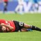 TOPSHOT - Egypt's midfielder Amr Warda stays down after attempting an overhead kick during the Russia 2018 World Cup Group A football match between Egypt and Uruguay at the Ekaterinburg Arena in Ekaterinburg on June 15, 2018. (Photo by JORGE GUERRERO / AFP) / RESTRICTED TO EDITORIAL USE - NO MOBILE PUSH ALERTS/DOWNLOADS (Photo credit should read JORGE GUERRERO/AFP/Getty Images)