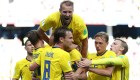 NIZHNIY NOVGOROD, RUSSIA - JUNE 18: Andreas Granqvist of Sweden celebrates with teammates after scoring his team's first goal during the 2018 FIFA World Cup Russia group F match between Sweden and Korea Republic at Nizhniy Novgorod Stadium on June 18, 2018 in Nizhniy Novgorod, Russia. (Photo by Clive Brunskill/Getty Images)