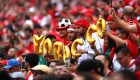 MOSCOW, RUSSIA - JUNE 20: Morocco fans enjoy the pre match atmosphere prior to the 2018 FIFA World Cup Russia group B match between Portugal and Morocco at Luzhniki Stadium on June 20, 2018 in Moscow, Russia. (Photo by Dean Mouhtaropoulos/Getty Images)