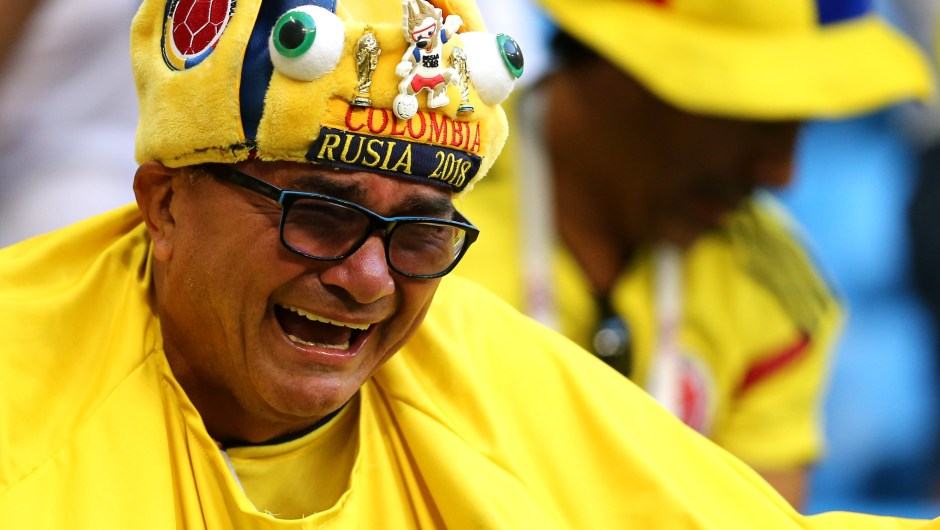 Lágrimas de emoción de un fanático de Colombia durante el partido. (Crédito: Maddie Meyer/Getty Images)