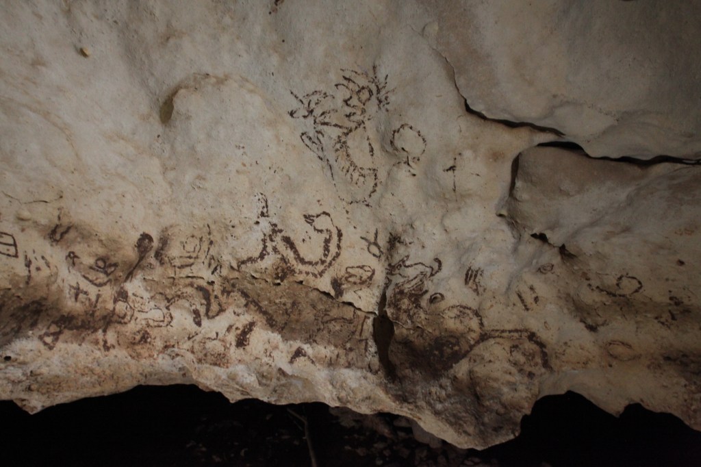 Pinturas rupestres halladas en una cueva en Yucatán, México. (Crédito: Sergio Grosjean).