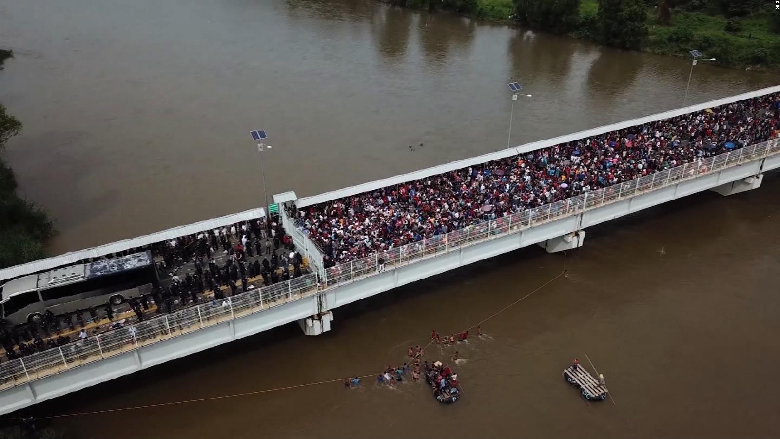 Impresionantes im genes a reas de la caravana de migrantes