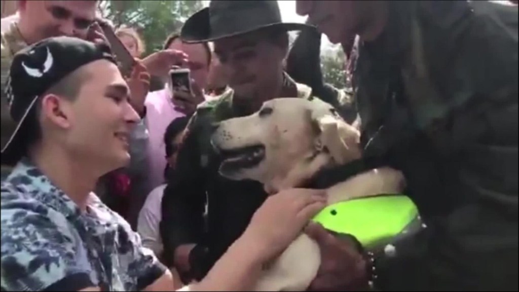 Un hombre que perdió las piernas en una mina adopta al perro que lo salvó