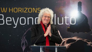 LAUREL, MD - DECEMBER 31: In this handout provided by NASA, Brian May, lead guitarist of the rock band Queen and astrophysicist discusses the upcoming New Horizon's flyby of the Kuiper Belt object Ultima Thule, Monday, December 31, 2018 at Johns Hopkins University Applied Physics Laboratory (APL) in Laurel, Maryland. (Photo by Bill Ingalls/NASA via Getty Images)