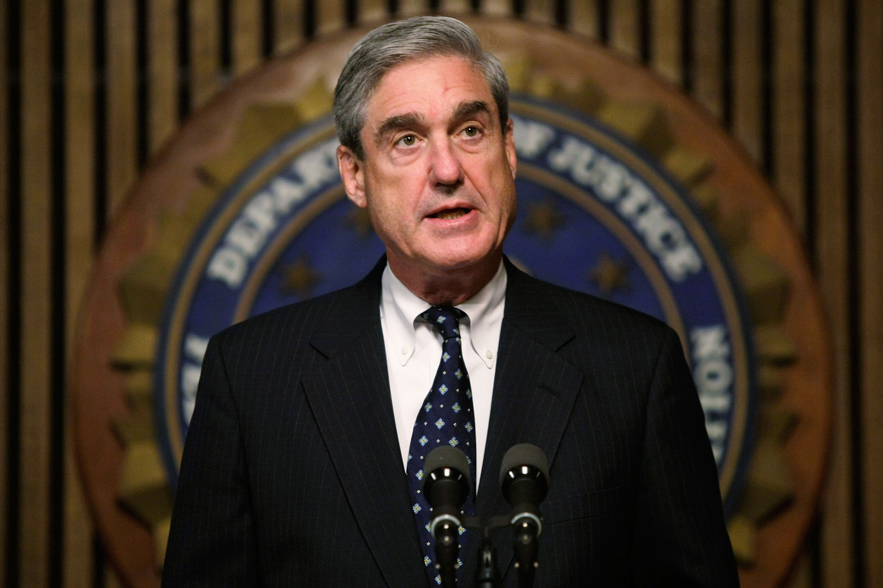 WASHINGTON - JUNE 25:  FBI Director Robert Mueller speaks during a news conference at the FBI headquarters June 25, 2008 in Washington, DC. The news conference was to mark the 5th anniversary of Innocence Lost initiative.  (Photo by Alex Wong/Getty Images)