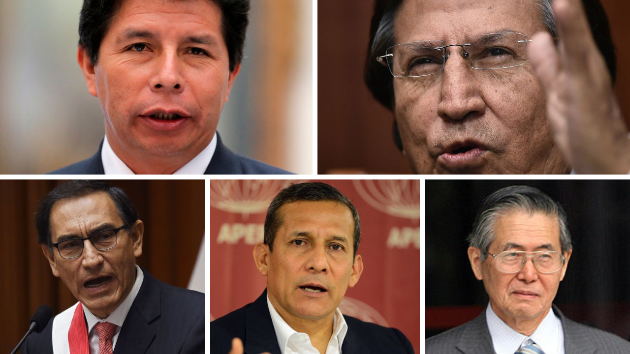 Cinco expresidentes de Perú tienen problemas con la justicia, con acusaciones que van de corrupción a desaparición forzada