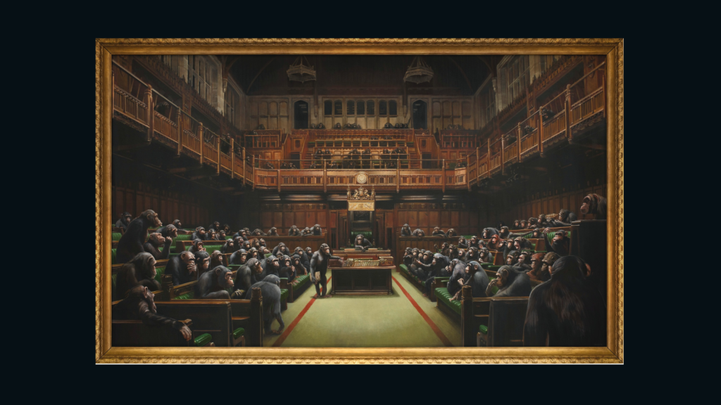 El millonario Parlamento con chimpancés de Banksy