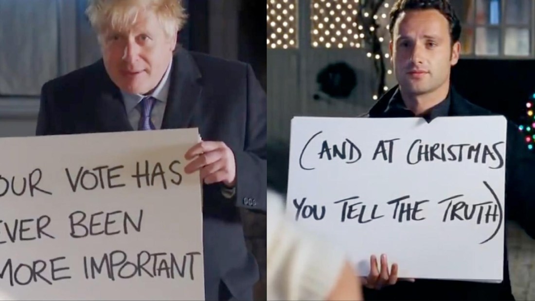 Boris Johnson parodia "Love Actually" animando al brexit