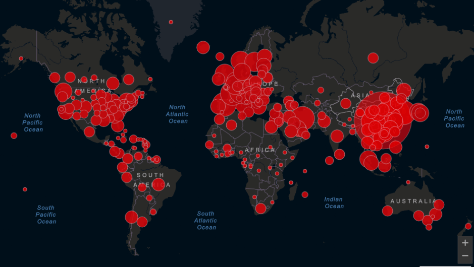 Este mapa te muestra la situación del coronavirus en el mundo en tiempo