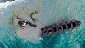 Se parte en dos el barco implicado en el derrame de la isla Mauricio