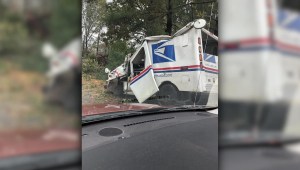 Un árbol aplasta camión de correos en EE.UU.