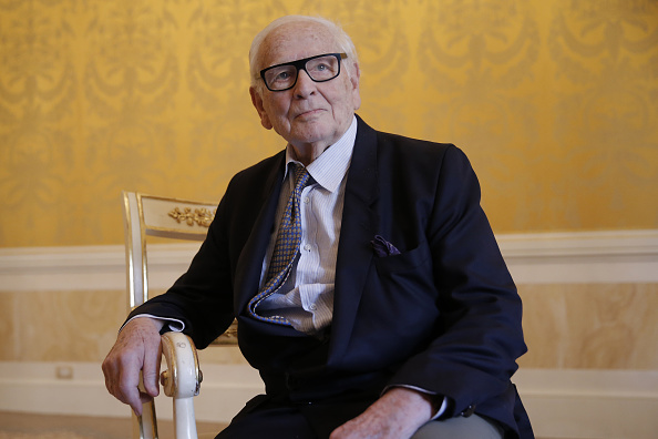 French designer Pierre Cardin poses before a press conference to present the musical "Dorian Gray" that will be shown at "La Fenice" theatre in Venice, on June 3, 2016. The show will be played on August 6 and 7, 2016 in the famous Venetian opera with singer Matteo Setti in the title role. (Photo by MARCO BERTORELLO / AFP) (Photo by MARCO BERTORELLO/AFP via Getty Images)