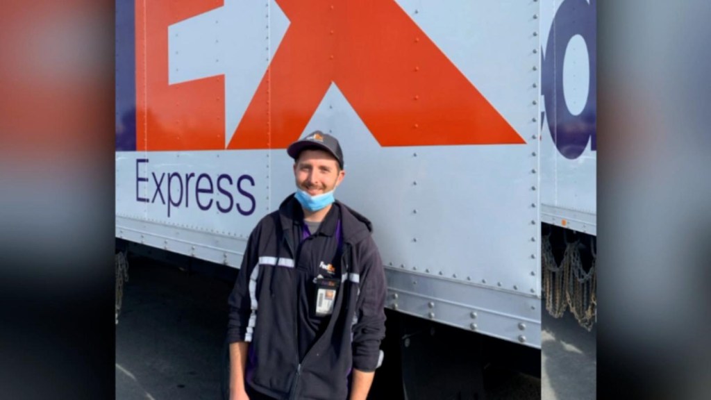 The FedEx driver becomes a hero