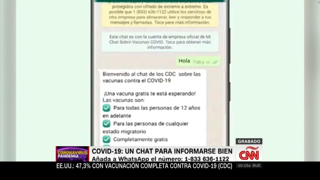 Los CDC lanzan chat de WhatsApp en español sobre covid