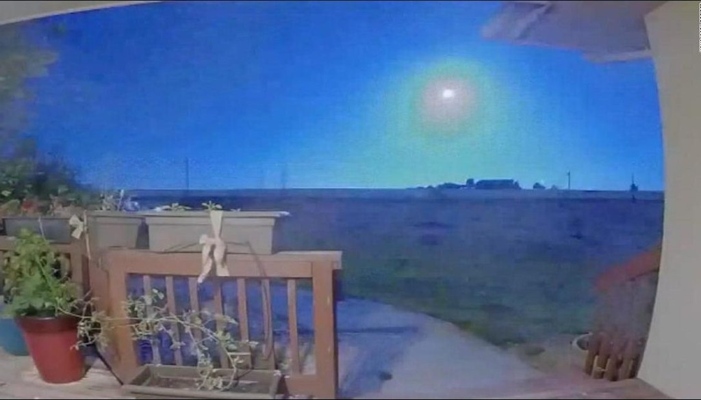 The video makes a large fireball that illuminates the sky