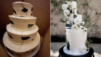 Novios comparten una foto de su tarta de boda fallida