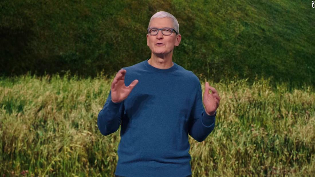 El CEO de Apple, Tim Cook, durante el último evento virtual de presentación de Apple el 14 de septiembre.