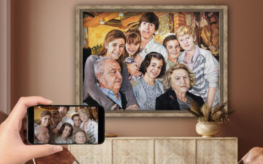 Cuadros en Lienzo Los retratos de los miembros de la familia en el marco