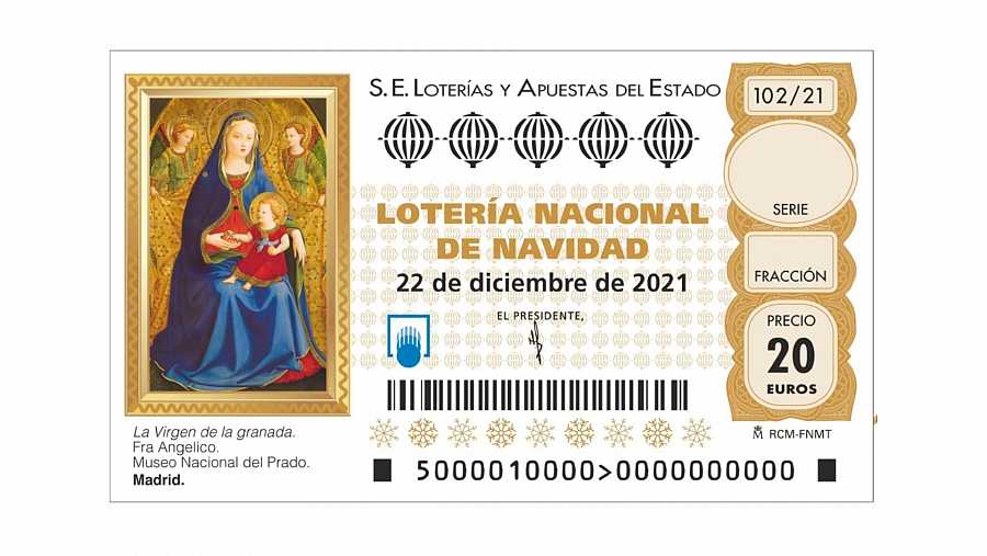 Un décimo de muestra de la Lotería de Navidad 2021