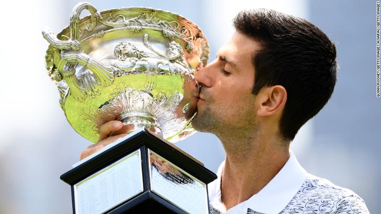 Novak Djokovic tras ser campeón del Abierto de Australia 2020