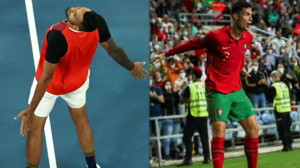 Nick Kyrgios: un guiño a Cristiano Ronaldo ¿y un trago de cerveza?