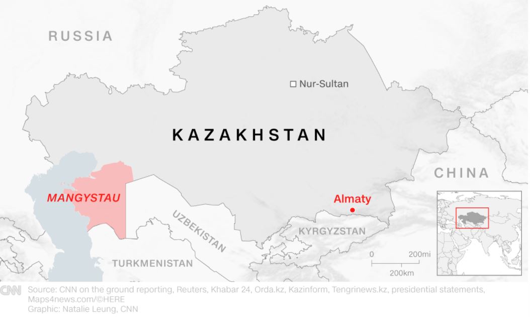 Caos protestas Kazajstán
