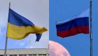 Banderas Ucrania y Rusia