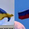 Banderas Ucrania y Rusia