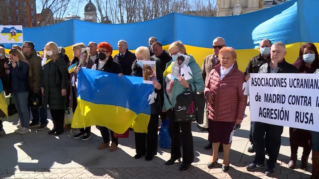 Ukraińcy demonstrują w Madrycie na wojnę z Rosją