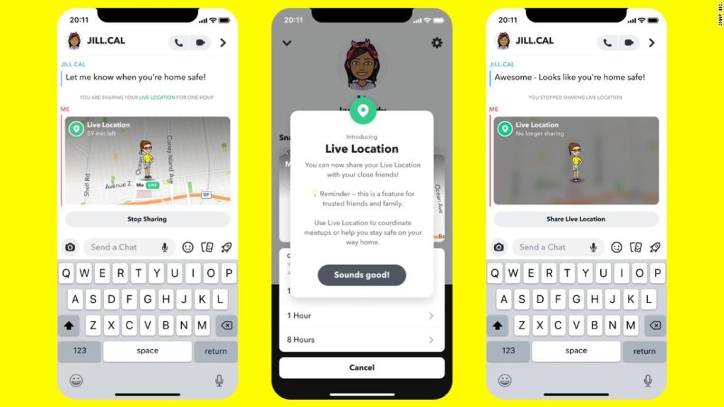 Snapchat - Función para compartir ubicación en tiempo real