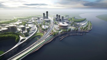 El diseño futurista de una ciudad en el Metaverso