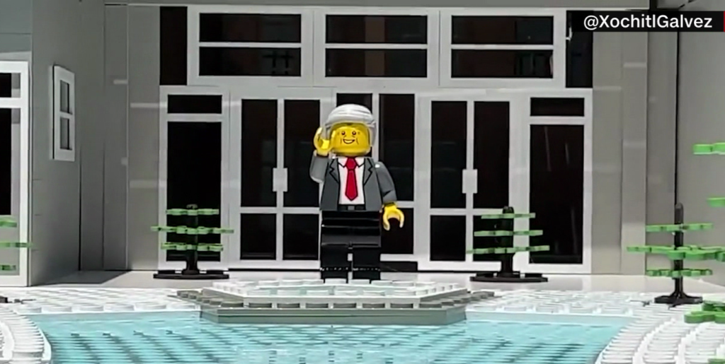 Senadora critica a López Obrador con una casa de Lego