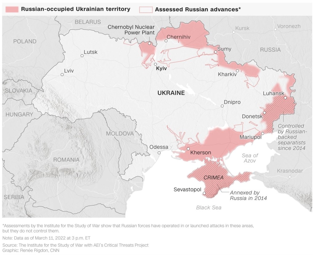 Avance de las tropas rusas en Ucrania