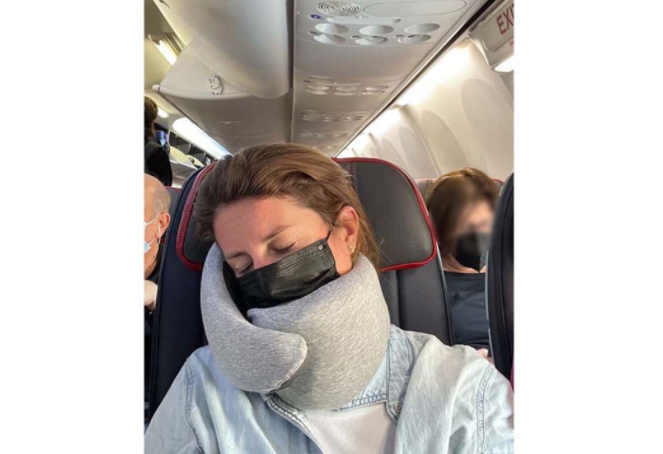  Almohadas de cuello para viajes, almohada de viaje de cuello  100 % espuma viscoelástica para aviones, con máscara de sueño, almohada de  apoyo para el cuello, almohada de cuello para viajes